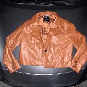 Super cute faux leather cropped jacket
